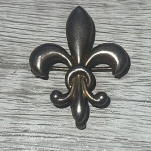 Antique Fleur De Lis Sterling Silver Stock Pin Pendant Watch Holder